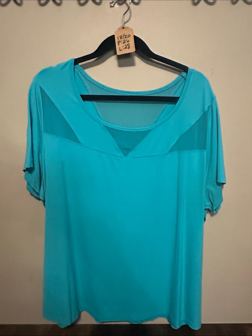 Livi Active Teal V-Inset Short Sleeve Top